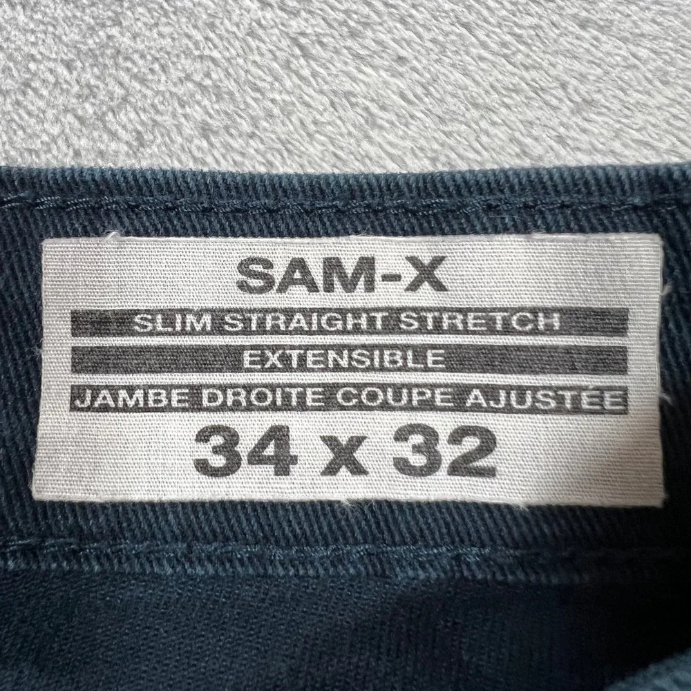 DAVID BITTON BUFFALO Sam-X Slim Straight Jeans Mens 34x32 Teal Blue Stretch Pant